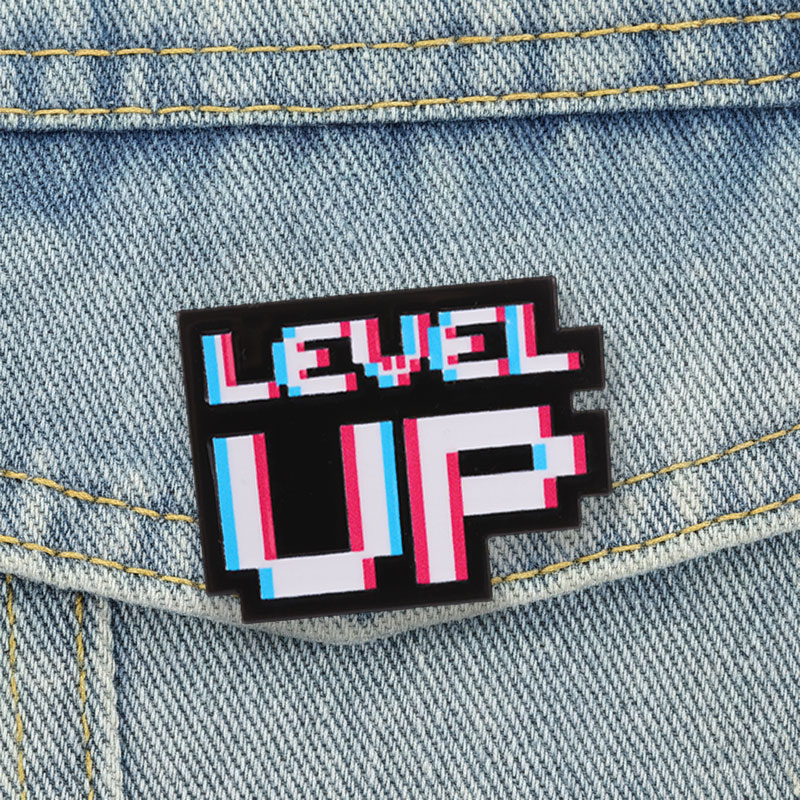 Retro Gaming Style - Level Up Glitch Pixel Badge Retro