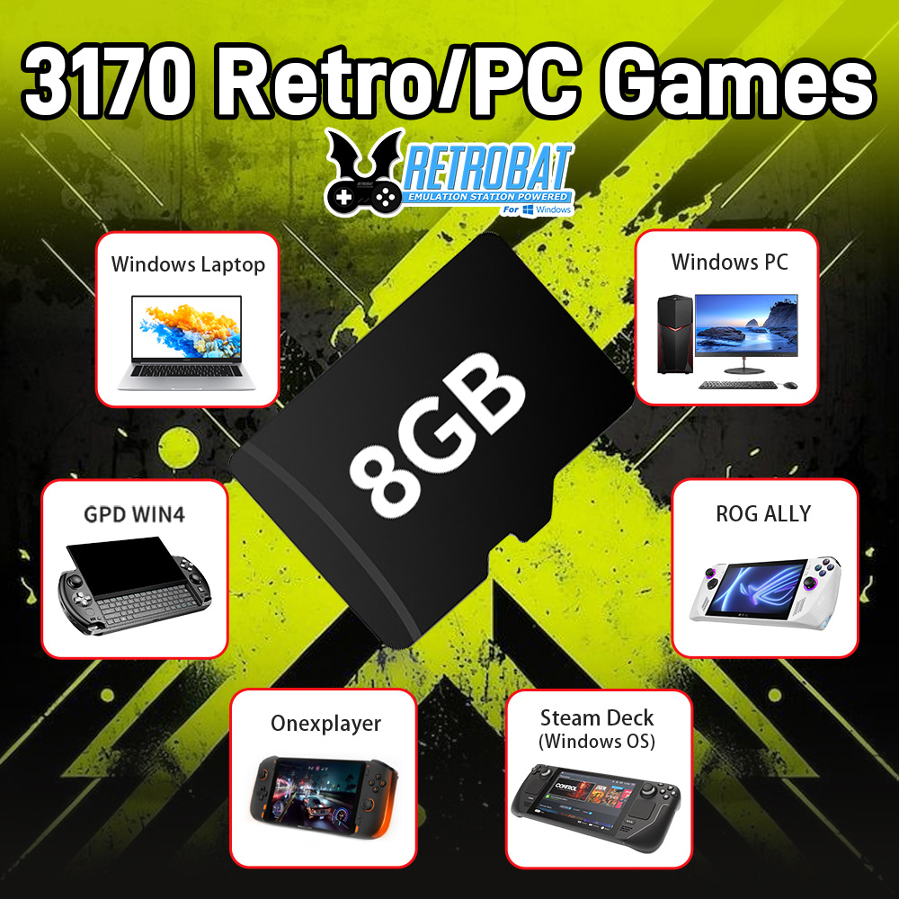 Retro Gaming Best Console - 8GB Game TF Card with 3170