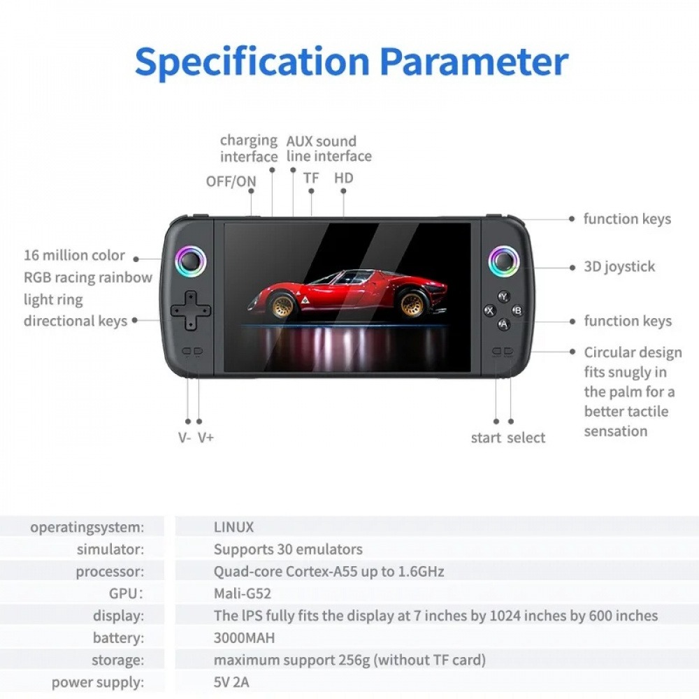 M27 7 Inch IPS Screen Handheld - Retro Gaming Style ulasan dan harga